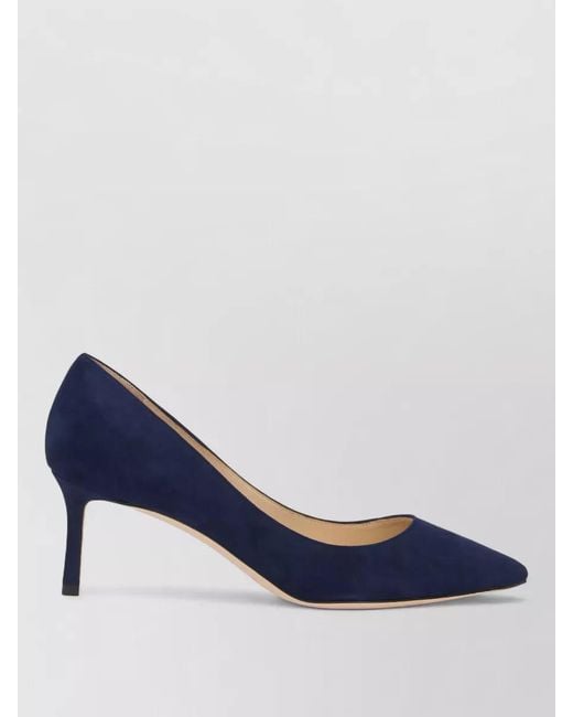 Jimmy Choo Blue Romy 60 Suede Open Back Pumps