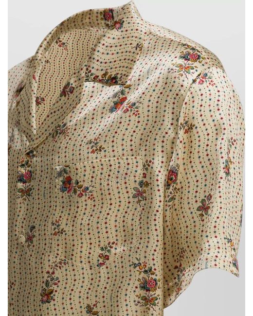 Valentino Natural Silk Floral Print Short-Sleeve Bowling Shirt for men