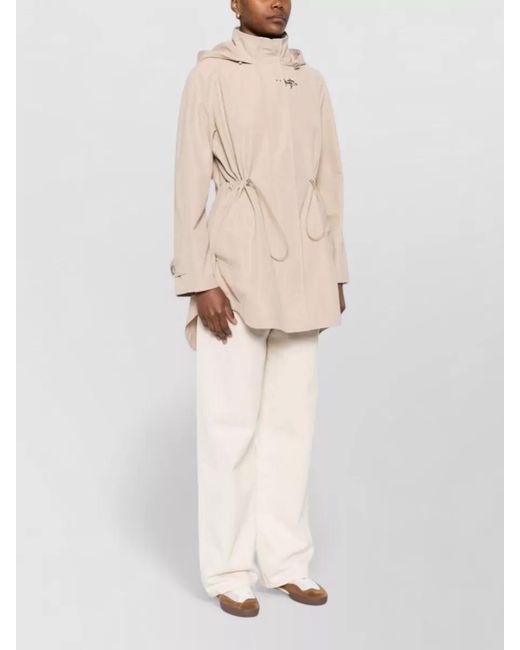 Fay Natural Hooded Midi Parka Coat