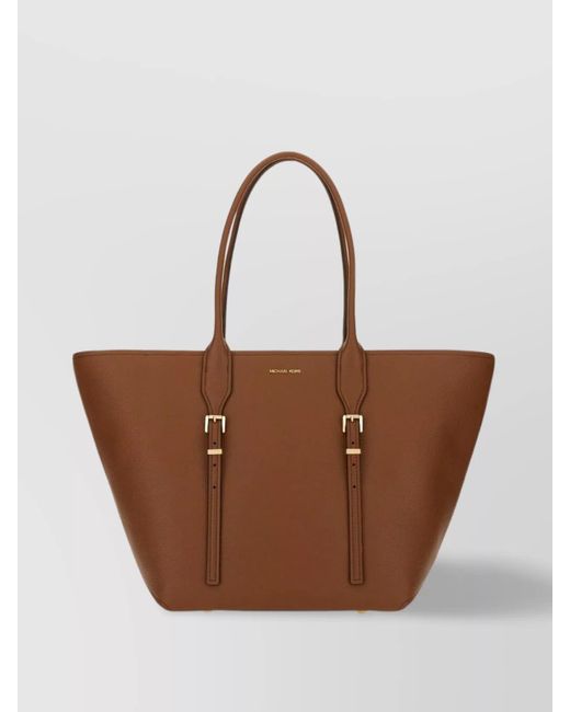 Michael Kors Brown Structured Shape Double Handles Shoulder Bag