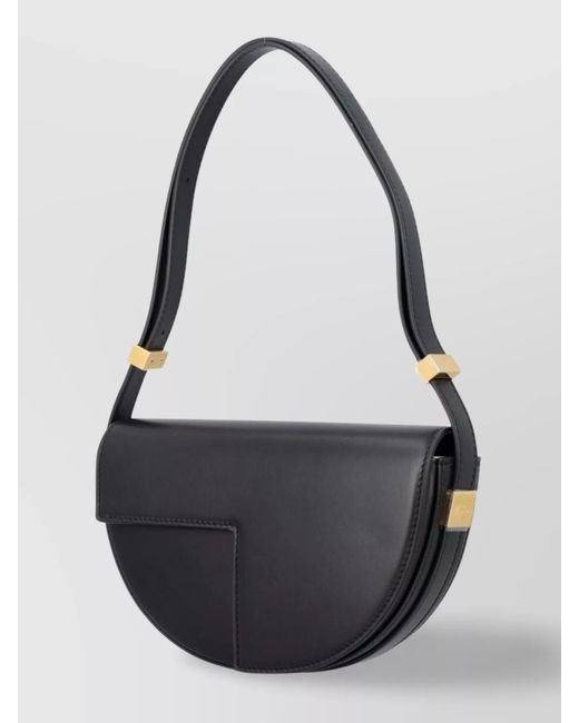 Patou Black Leather Asymmetric Shoulder Bag