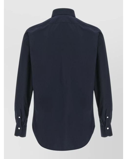 Finamore 1925 Blue Napoli Shirt Button Down Collar Long Sleeves for men