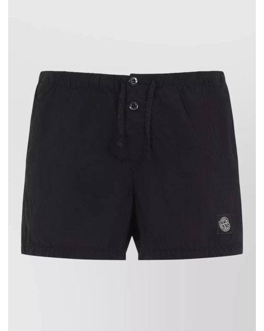 Stone Island Black Polyamide Shorts Back Pocket Tech Design for men