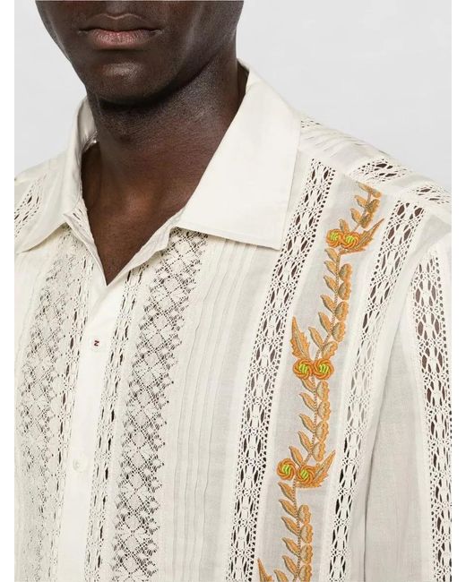 BAZISZT White Cotton Long-Sleeve Pleated Shirt for men