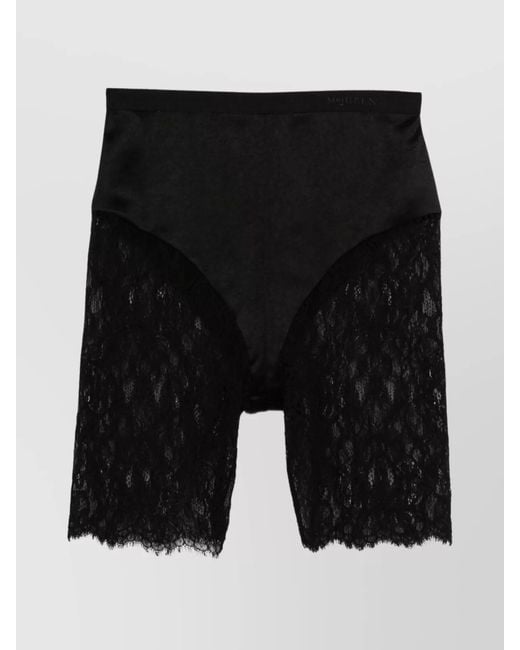 McQueen Black Lace Knee-Length Shorts