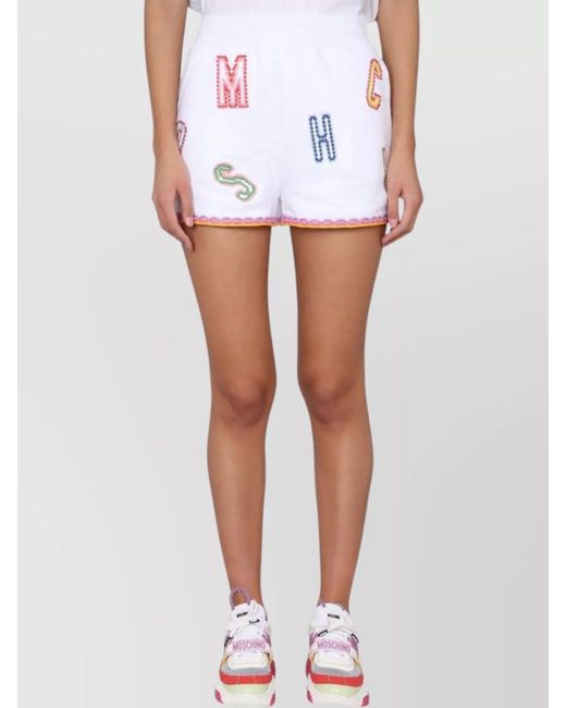 Moschino White Cotton Logo Shorts