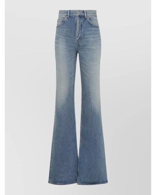 Saint Laurent Blue High Rise Flared Denim Trousers Seventies Style