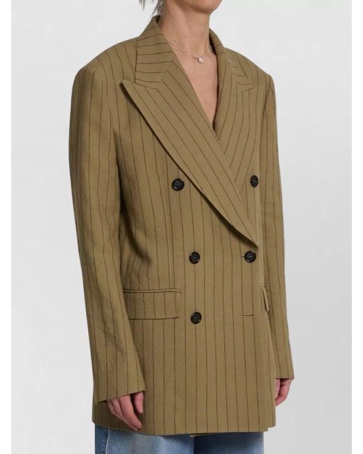 Dolce & Gabbana Blue Double Breasted Linen Jacket Peak Lapels