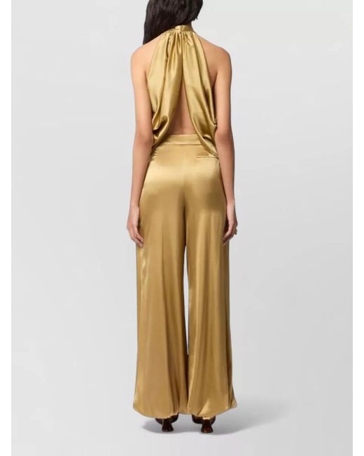 Nina Ricci Metallic Silk Halterneck Open-Back Sleeveless Blouse