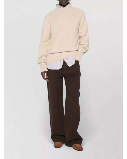 Extreme Cashmere Natural Cashmere Crew Neck Knit Sweater Long Sleeves