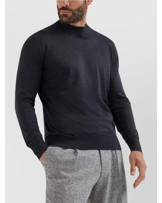 Brunello Cucinelli Blue Solid Sweater for men