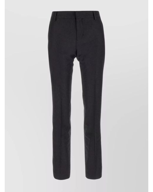AMI Blue Wool Trousers With Back Pocket And Belt Loops