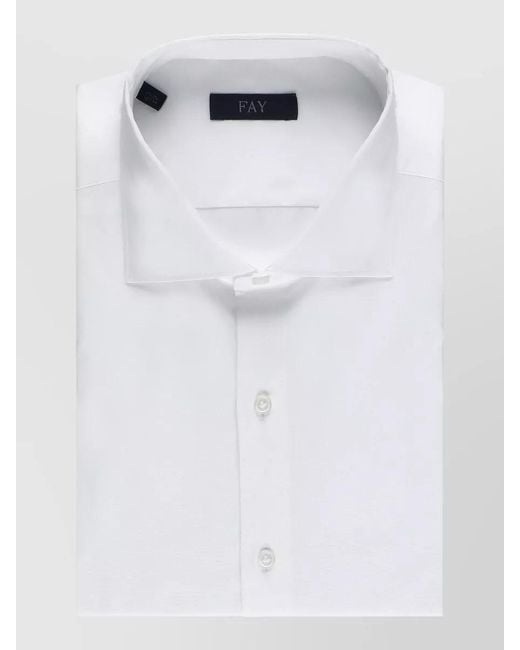 Fay White Cotton Long-Sleeve Shirt for men