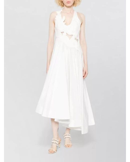 Zimmermann White Luna Cotton Dress Halter Neck Midi