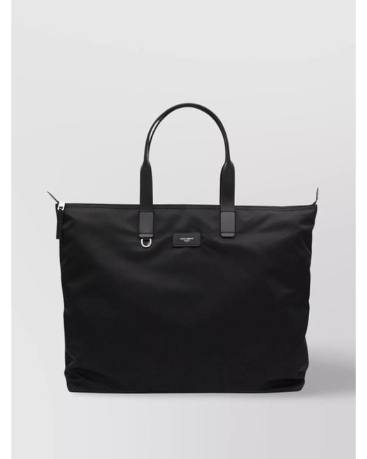 Dolce & Gabbana Black Leather Crocodile-Print Tote Bag for men