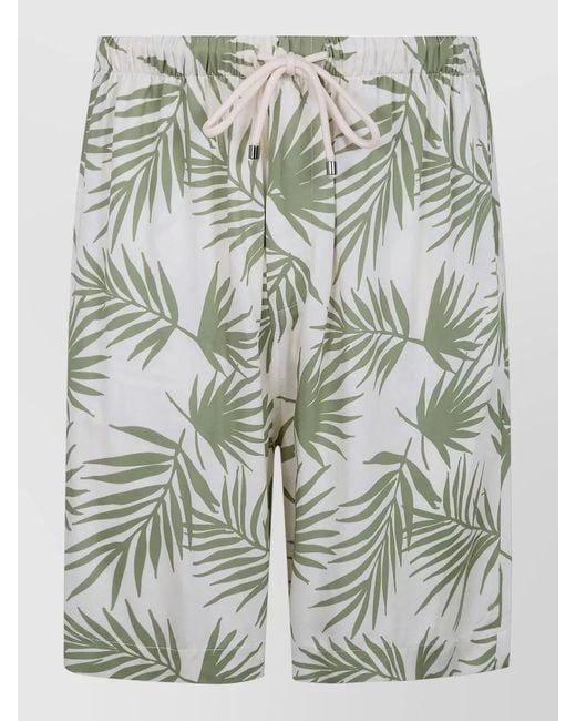 Laneus Gray Swim Shorts Tropical Print Pockets for men