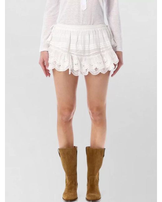 Isabel Marant White Cotton Embroidered Mini Shorts