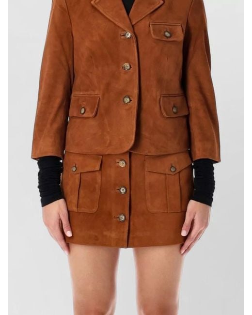 THE GARMENT Brown Suede Tailored Jacket Single Breasted Lapel