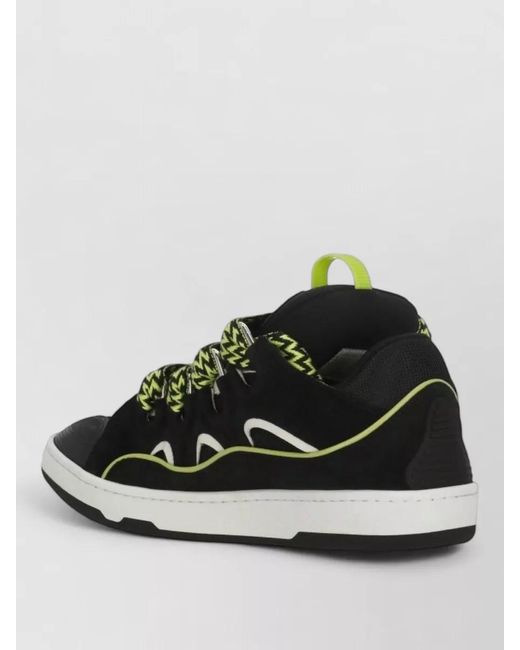 Lanvin Green Low Top Leather Sneakers Lace Detail