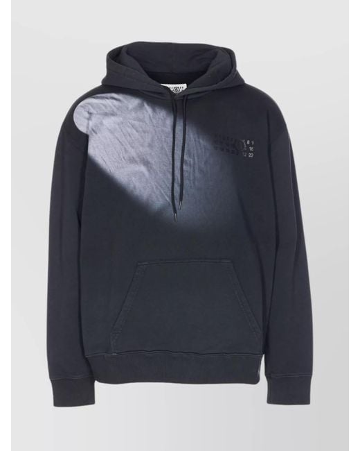 MM6 by Maison Martin Margiela Blue Crewneck Sweatshirt With Kangaroo Pocket And Hood for men