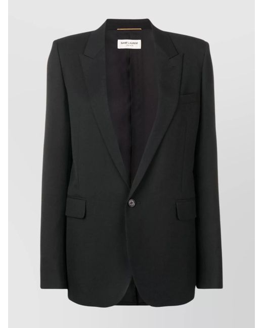 Saint Laurent Black Tailored Virgin Wool And Silk Blazer