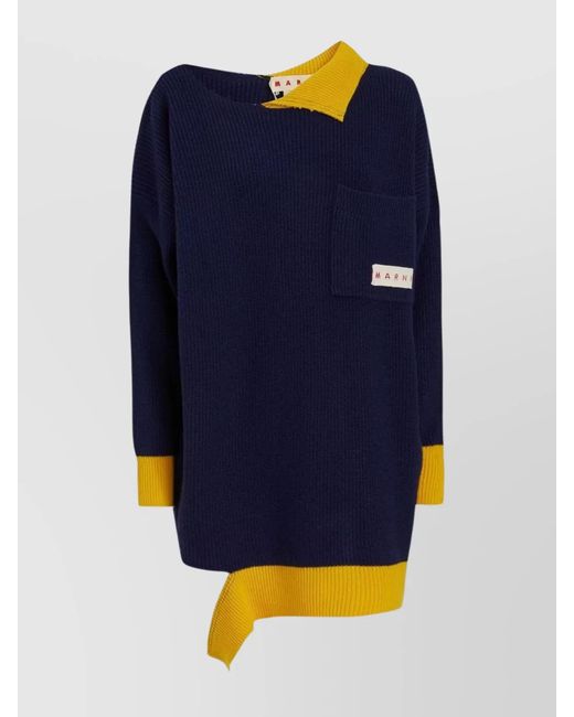 Marni Blue Ribbed Midi Dress