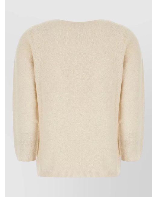 Fabiana Filippi Natural Cashmere-Blend Fine-Knit Boat Neck Sweater