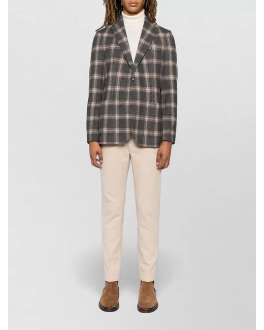 Circolo 1901 Gray Cotton Blend Single Breasted Check Jacket for men