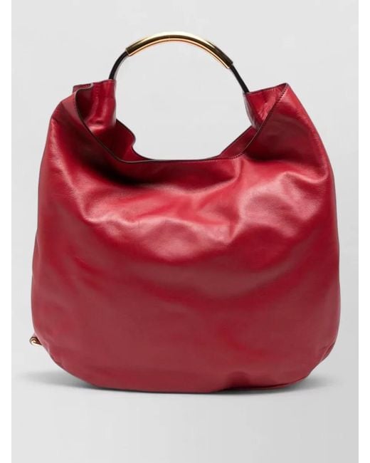 Moschino Red Shoulder Bag Daily Use Top Handles Leather