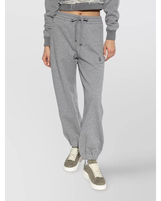 McQueen Gray Cotton Logo Track Pants