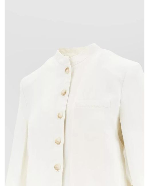 Emporio Armani Natural Linen Blend Jacket Stand Collar Design