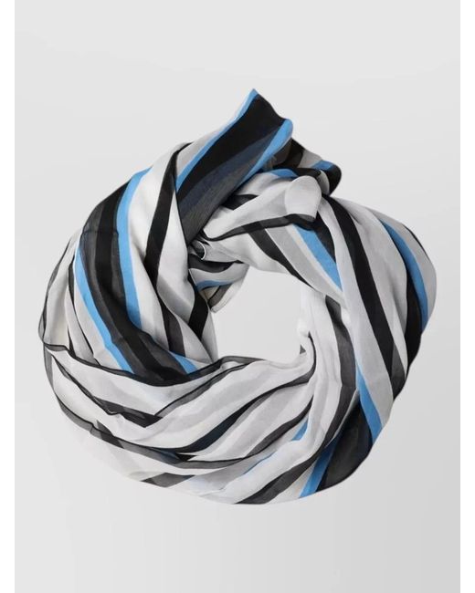 Dolce & Gabbana Blue Striped Neck Warmer Silk Blend Scarf for men