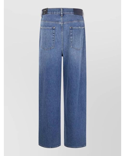 7 For All Mankind Blue Denim Wide-Leg Trousers