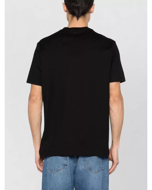 Paul & Shark Black Cotton T Shirt Tonal Logo Embroidery for men