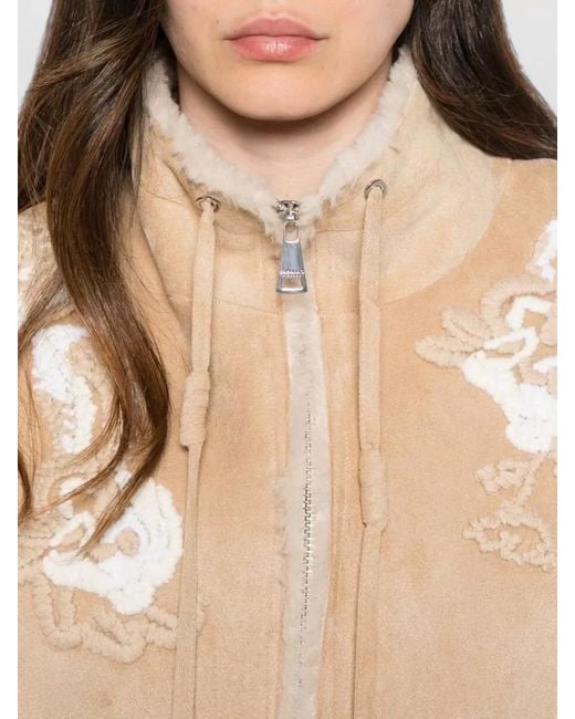 ERMANNO FIRENZE Natural Cropped Blazer High Collar Side Pockets