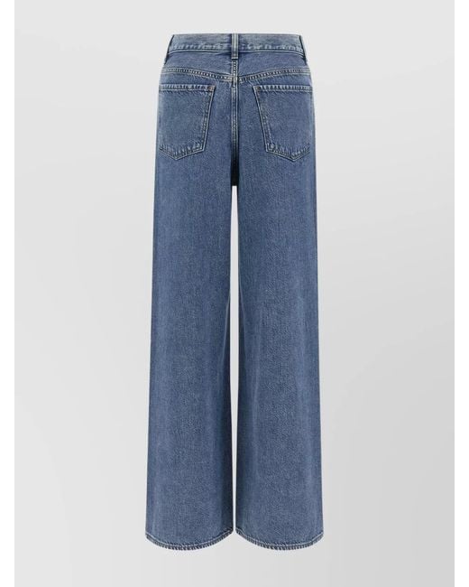 Theory Blue High-Rise Wide-Leg Denim Trousers