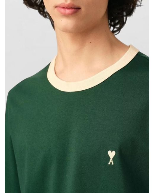 AMI Green Short Sleeve Crew Neck Regular Shirt for men