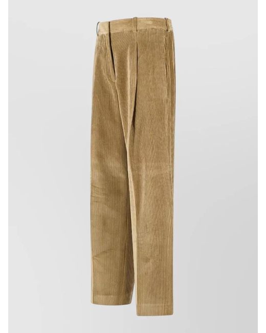 Rohe Natural Wide Leg Corduroy Trousers Belt Loops