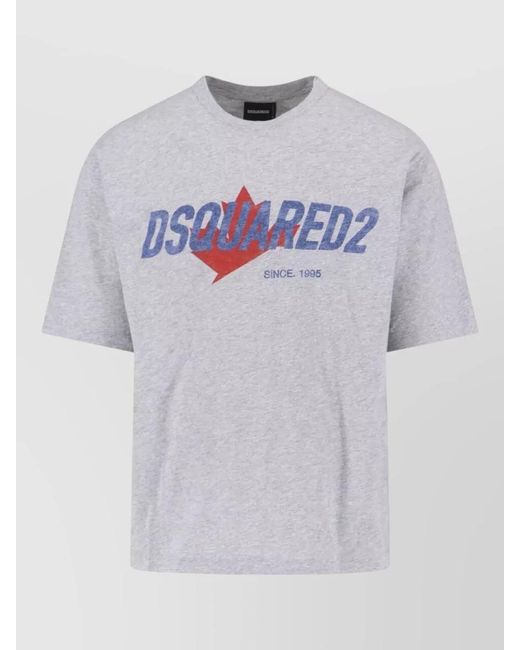 DSquared² Gray Cotton Blend Loose-Fit T-Shirt for men