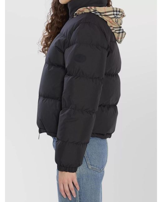 Burberry Black Puffer Jacket With Concealed Hood