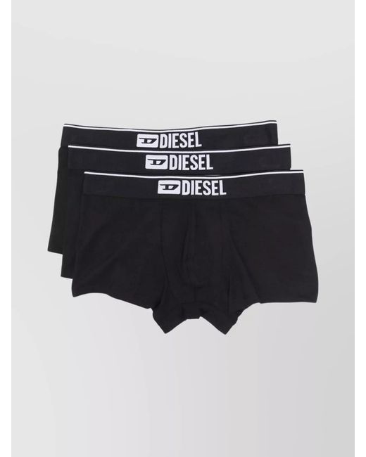 DIESEL Black Stretch Cotton Boxer Briefs Set for men