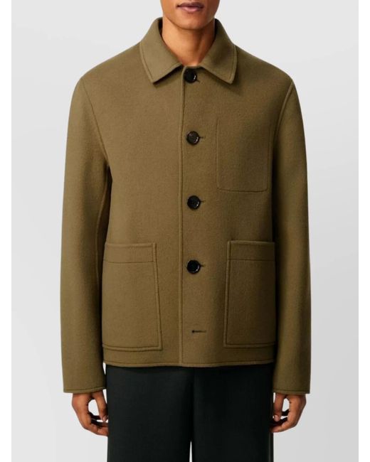 AMI Green Virgin Wool Shirt Jacket for men