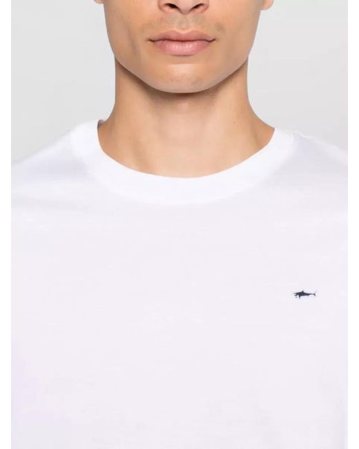 Paul & Shark White Cotton Crew Neck Short Sleeve T Shirt for men