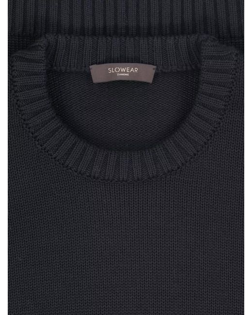 Zanone Blue Virgin Wool Crewneck Tank Top for men