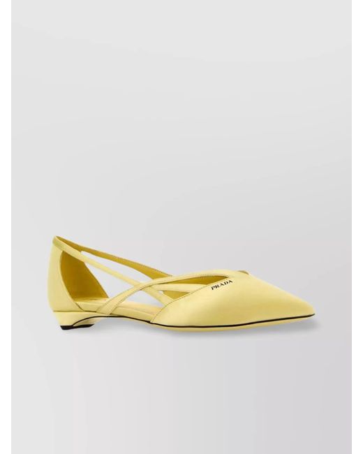 Prada Yellow Satin Ballerina Shoes