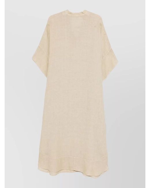 120% Lino Natural Linen Kaftan Knee Length Relaxed Fit