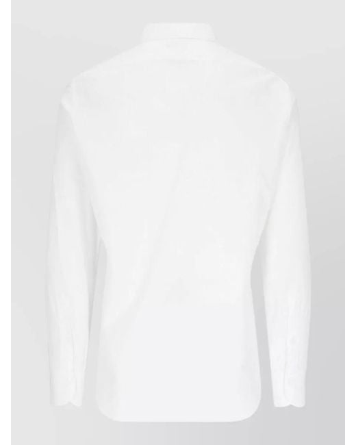 Finamore 1925 White Casual Shirt Button Down Collar Long Sleeves for men