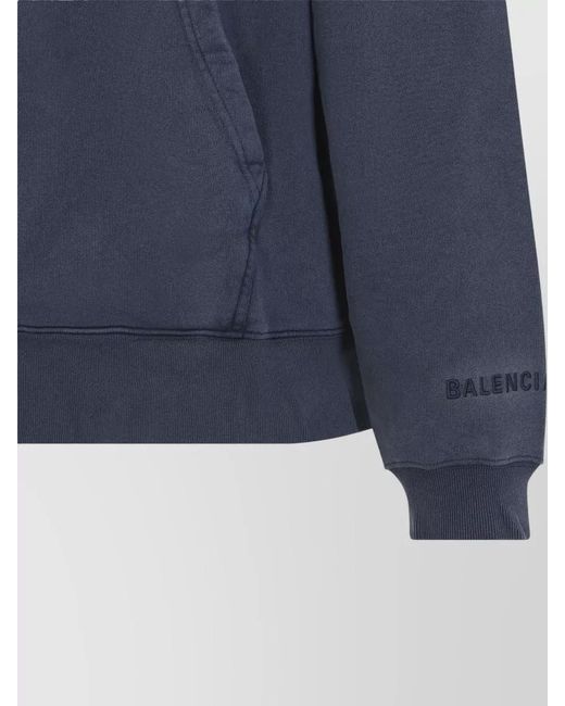 Balenciaga Blue Oversized Hoodie Cotton Fleece Interactive Print for men