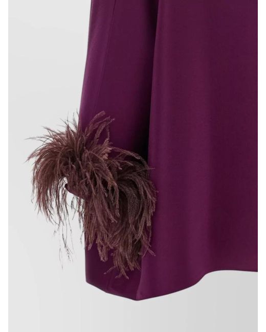 Gianluca Capannolo Purple Laura Blouse Boat Neck Feather Detail