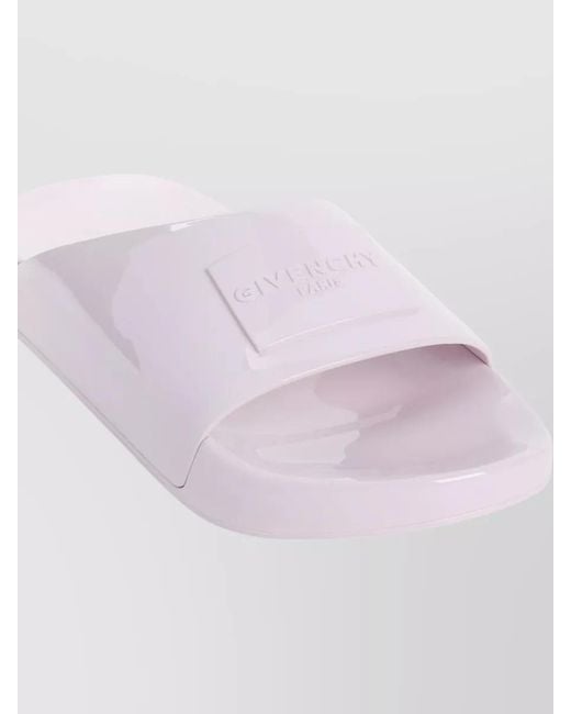 Givenchy Pink Logo Rubber Slides Flat Sole Design